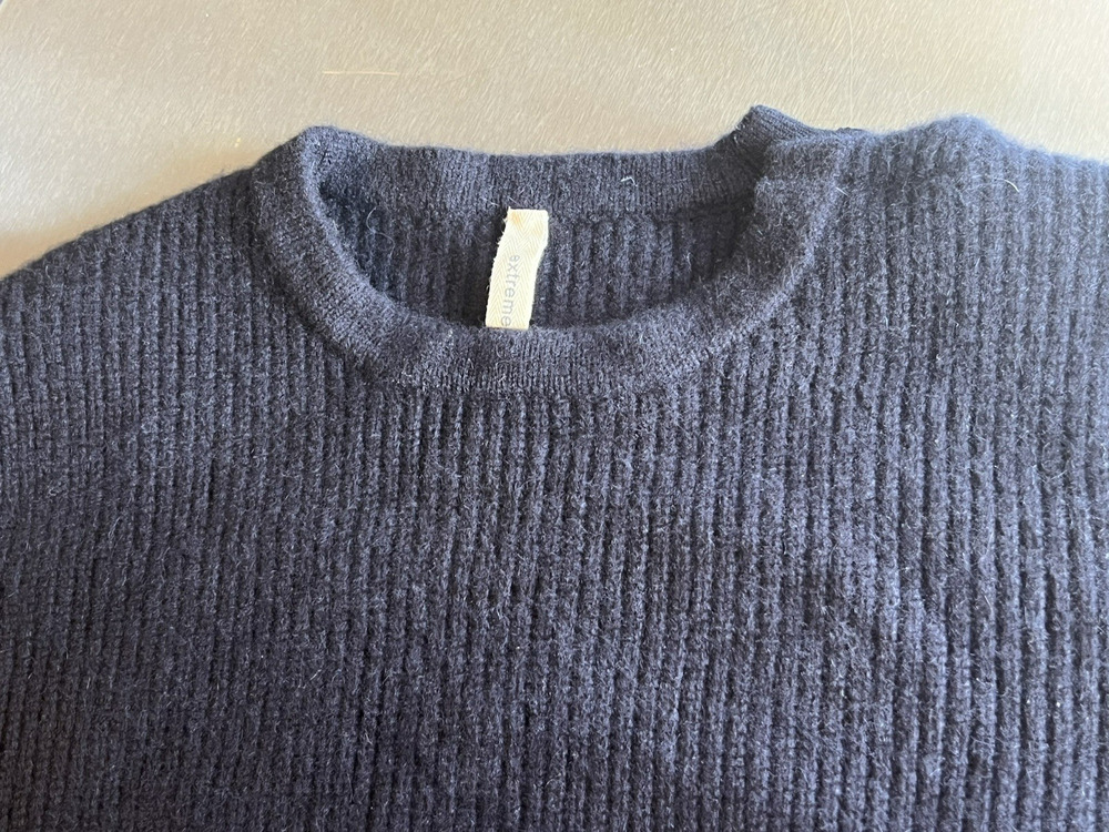 Extreme Cashmere n°356 you Navy Blue Chunky Rib Knit Minimalist Capsule ONE SIZE